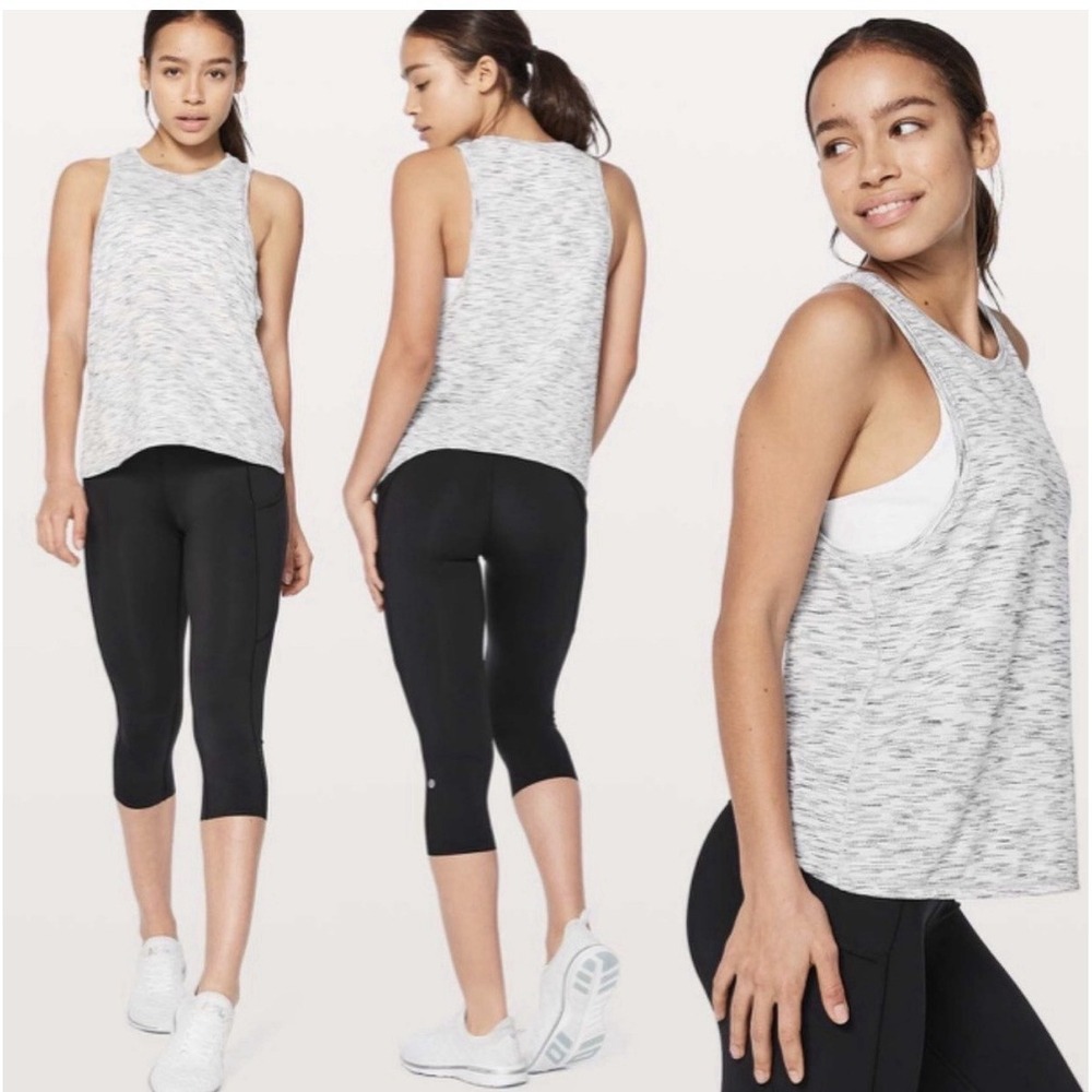 Lululemon Squad Goals Tank Size 6 Tiger Space Dye Black White